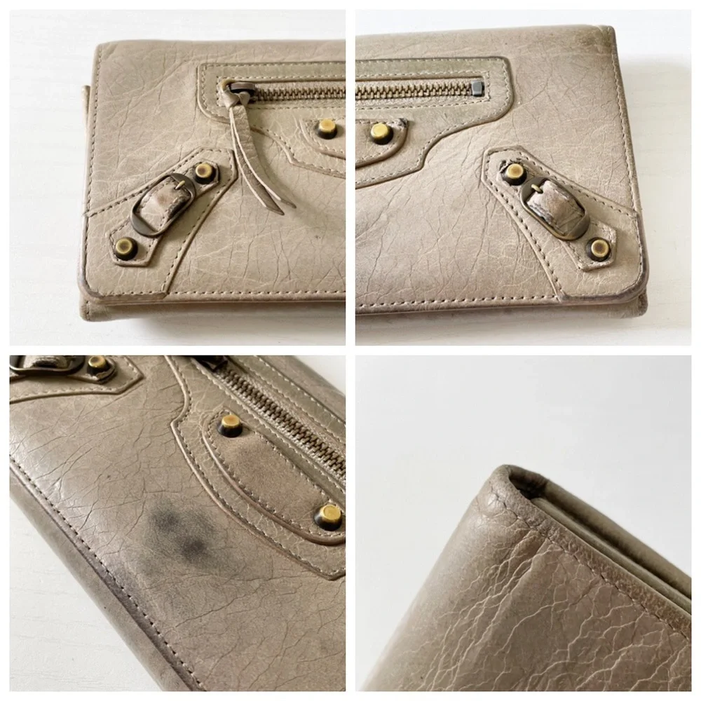 Balenciaga gray leather classic city long wallet